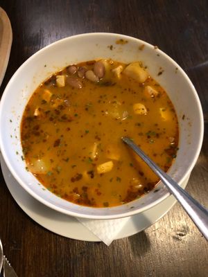 Bean Goulash at Kozmosz Vegan Etterem in Budapest