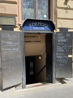 Typical Entrance in a Budapest restaurant.  at Kozmosz Vegan Etterem in Budapest