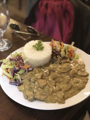 Mushroom Ragout at Kozmosz Vegan Etterem in Budapest