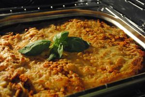 Lasagne at Kozmosz Vegan Etterem in Budapest