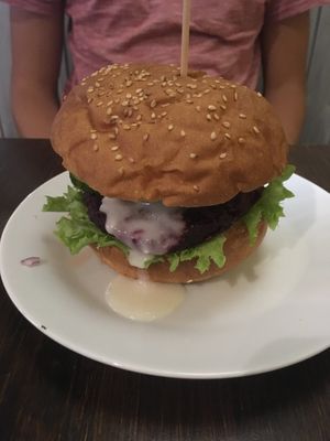 Beetroot burger- we had better at Kozmosz Vegan Etterem in Budapest