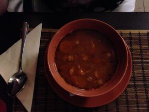 Goulash soup at Kozmosz Vegan Etterem in Budapest