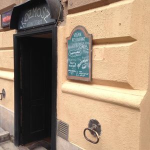 door at Kozmosz Vegan Etterem in Budapest