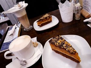 Snickers cake ❤❤❤ at Kozmosz Vegan Etterem in Budapest