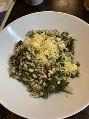 Creamy spinach pasta - amazing  at Kozmosz Vegan Etterem in Budapest