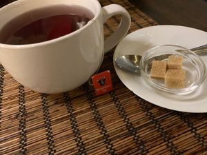 Fruit tea at Kozmosz Vegan Etterem in Budapest