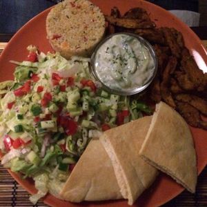 gyro plate at Kozmosz Vegan Etterem in Budapest