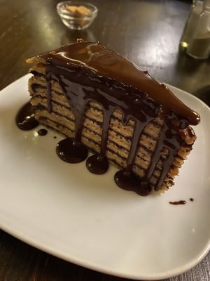 Pancake cake  at Kozmosz Vegan Etterem in Budapest
