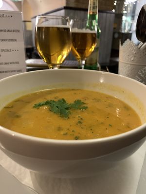 The soup was a bit simple, but good.   at Kozmosz Vegan Etterem in Budapest