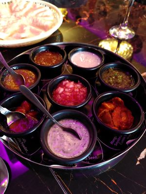 Condiment tray (July 2025) at Mumbai Village in England