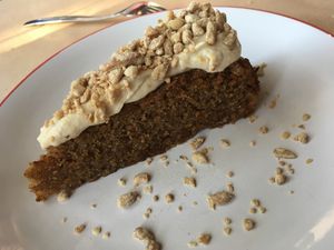 Carrot cake at PURA in San Isidro