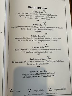 Hauptspeisen vegetarisch und vegan  at Restaurant Käthe in Mecklenburg-vorpommern
