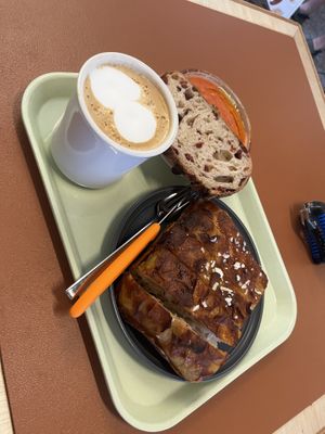 Truffle oil ciabatta and tomato soup with a latte  at Daily Lucky 데일리럭키 in Busan