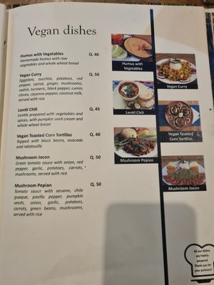 Vegan menu at Mayachik in San Juan La Laguna