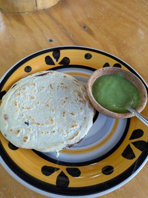 Pupusa without cheese at Mayachik in San Juan La Laguna