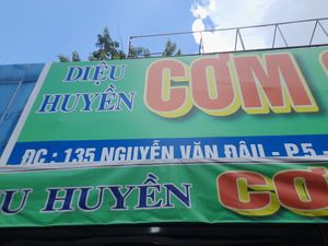 Main sign outside at Cơm Chay Diệu Huyền in Ho Chi Minh City