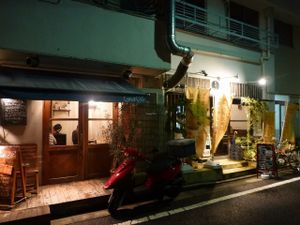 Restaurant front (it's the one on the right) at Komenoko in Tokyo