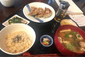 Gyoza lunch set. The portion is quite substantial:) love the miso soup at Komenoko in Tokyo