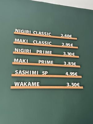 Prices at BENORI - Sushi Para Llevar in Valencia