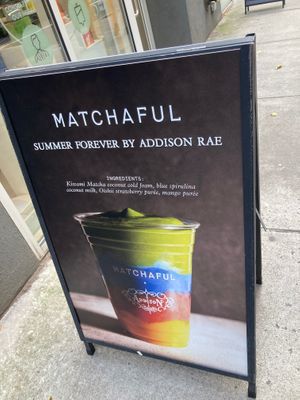 placard for matcha drink at Matchaful @ Clean Market in New York City