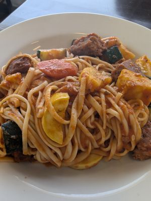 Corrected dish , meatless primavera at Emle's Restaurant in Los Angeles