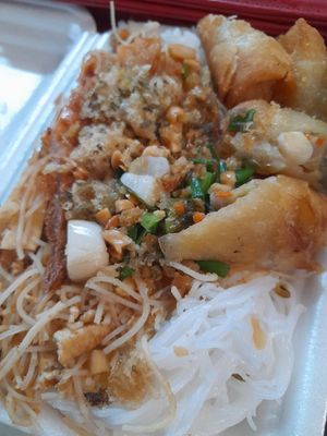 All food is vegan. This cost me 25,000 Dong at Quán Chay 546  in Ho Chi Minh City