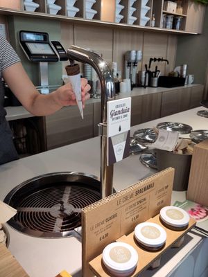 Vegan Chocolate fountain at Gelateria La Romana  in Milan