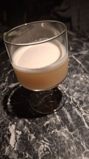 This was a Miso Sour, a kind of savoury cocktail. I loved this one so much and would come back just for that.
Asked to have mine without the cinnamon though. at Vaust Bar & Restaurant in Berlin