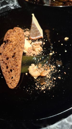 Almond cheese with caramelized cashews. at Vaust Bar & Restaurant in Berlin