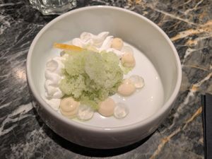 Cucumber granite with lemon mousse and gin tonic gel at Vaust Bar & Restaurant in Berlin