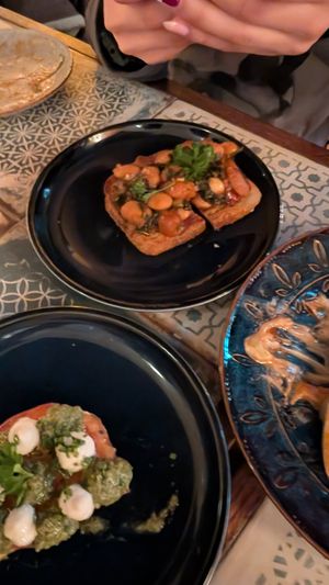 Fava beans on gluten-free toast at Al-Andalus in New York City