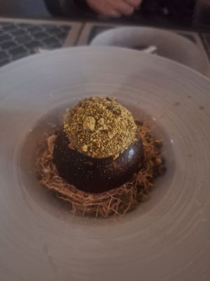 Dubai chocolate tart at Al-Andalus in New York City