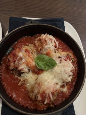 They went heavy on the tomato sauce in this dish, very acidic tasting. The eggplant is better on the main course menu.   at Farmer's Table in Boca Raton