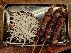 Okonomiyaki & Karaage skewers at Toi Izakaya Bar in Dusseldorf