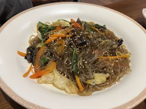Glass noodle japchae stir-fried noodles  at mr. kimchi in South West London