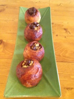 Homemade spiced apple stuffed with dates and walnuts at Outer Bean Juice and Java in Kitty Hawk