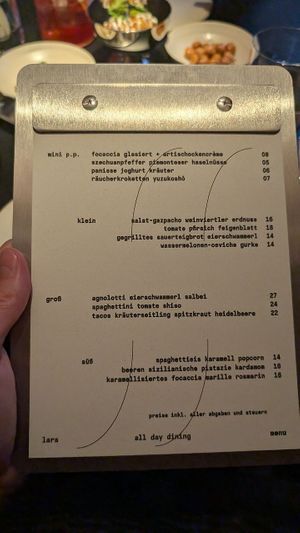 menu at lara  in Vienna