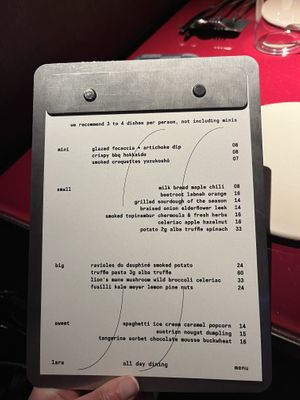 Menu   at lara  in Vienna