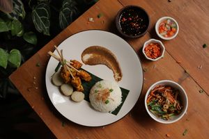 Tofu Satay with Peanut Sauce (Vegan) at Indogenous - Conscious Comfort Cafe in 