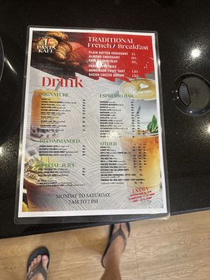 Menu  at PastaKafe in Chiang Mai