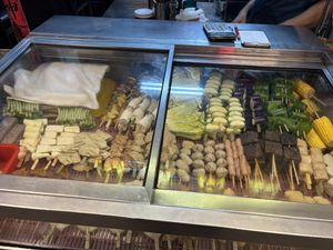 Skewers to choose to be barbequed  at Axia Ganma Store. Longshen Cuiguo - 籠神炊粿 in Kaohsiung