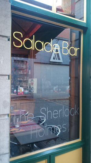 Outside at Le Sherlock Holmes in Mons