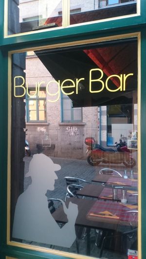 Outside at Le Sherlock Holmes in Mons