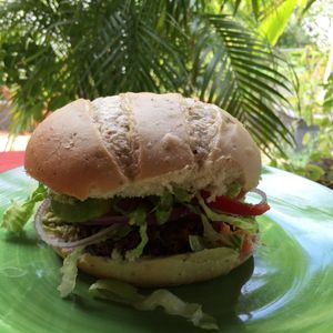 Black bean burger at GoGreen in Kralendijk