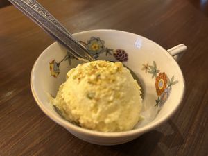 Postre del Menú del dia - Helado de pistacho  at Noush in Barcelona