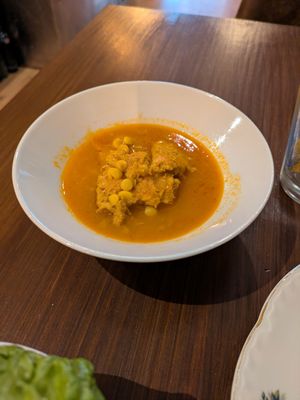 Split pea and soymeat stew at Noush in Barcelona
