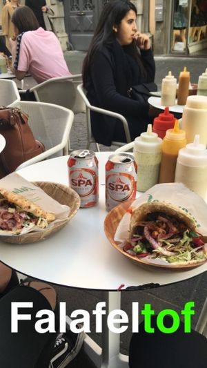 delicious falafels on the terrace  at Falafel Tof in Antwerpen