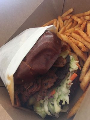 BBQ Burger + Seasoned Fries, to go at Native Foods - Point Loma in San Diego