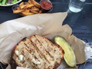 vegan grilled cheese  at Pickle Shack in Brooklyn