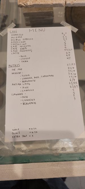 Be careful! Café Dibek and café Menengiç aren't vegan (milk powder)! All the rest is. at VESTIGES in Paris
